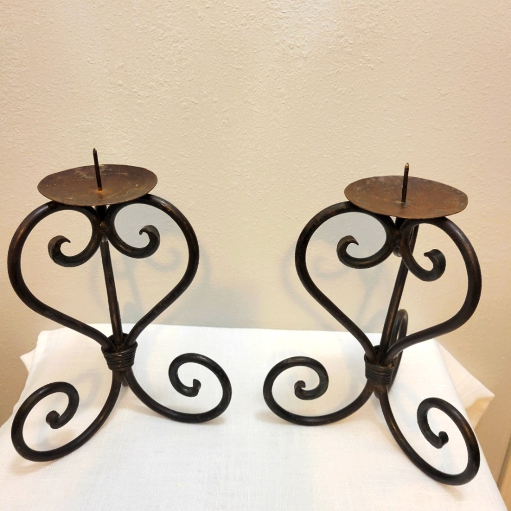 Elegant Black Iron Candle Holders